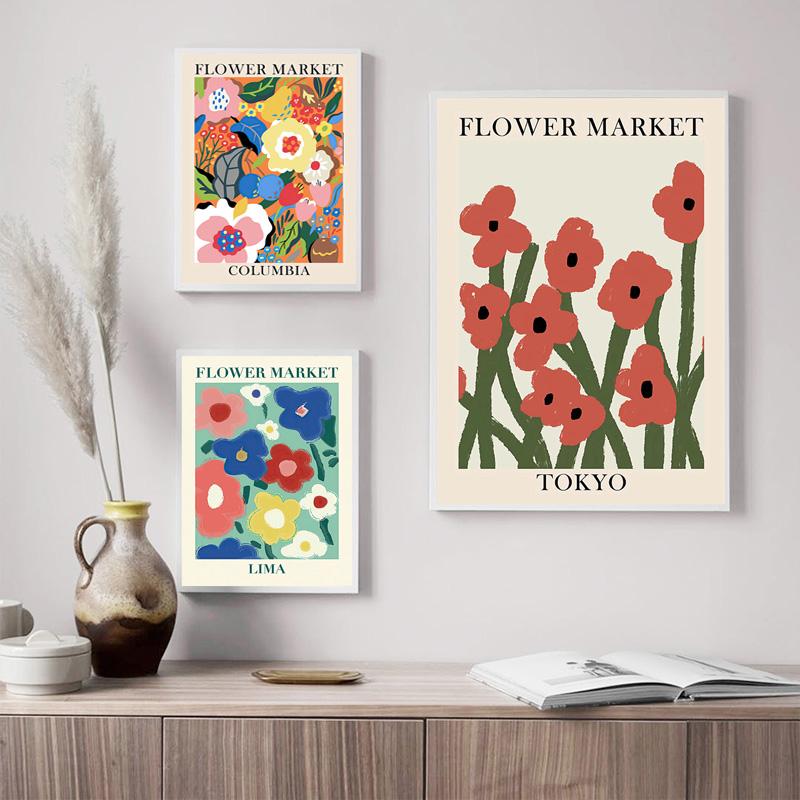 Абстрактные красочные цветочный рынок, Матисс, постеры и принты, Япония, Чили, Лима, настенная живопись на холсте, украшение для гостиной, дома