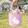 Embroidery Easter Rabbit Basket Plaid Easter Gift Basket Reusable Toys Storage Bag  Nursery Storage
