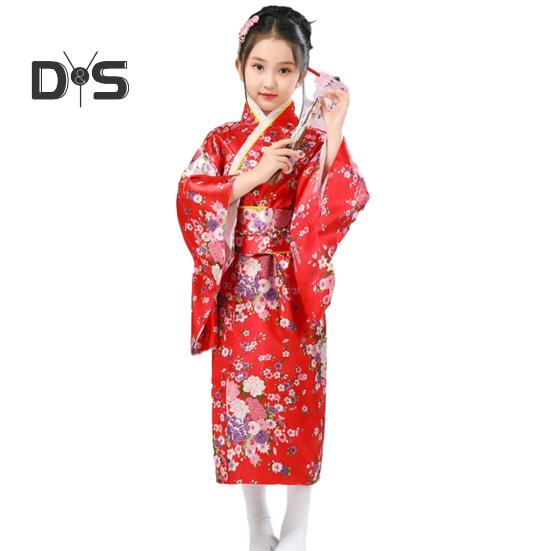 1 комплект японского кимоно с ярким принтом вишни, легко носить, косплей, школьное кимоно для выступлений для девочек