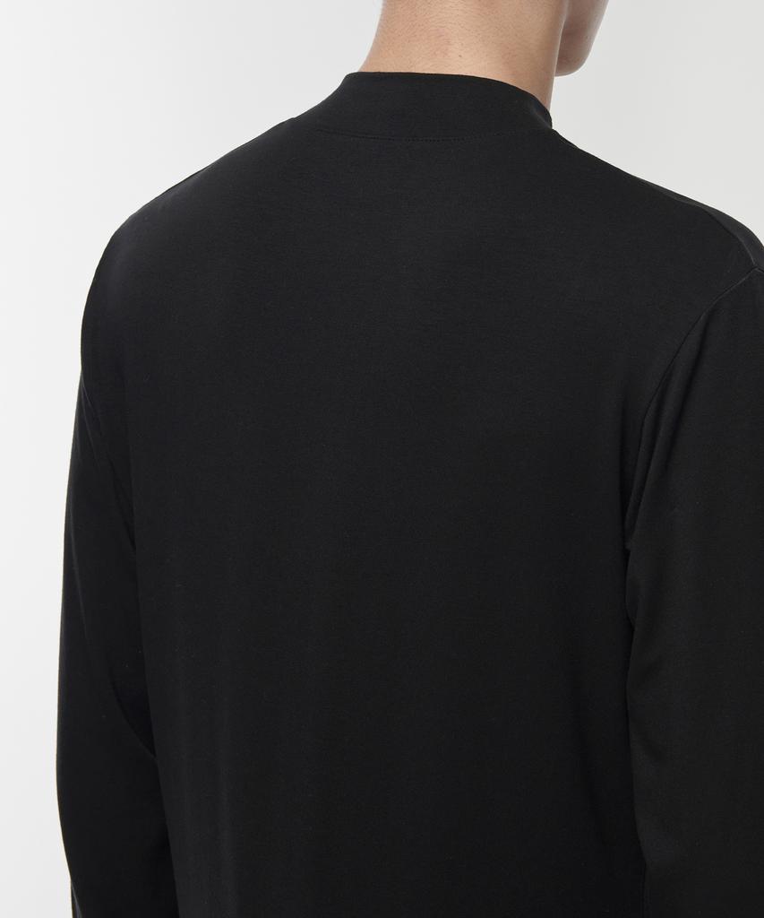 MUSINSA STANDARD Tencel Slim Mock Neck Long Sleeve T-Shirt [Black]