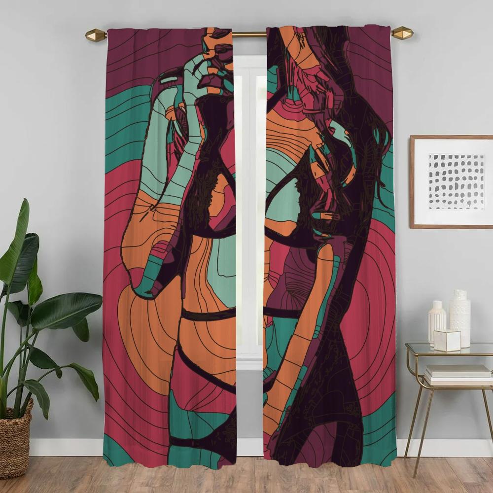 Абстрактные Сексуальные Девушки Перегородки Жалюзи Хэллоуин Украшение Оконная Занавеска для Комнаты 2 Панели Шторы Элегантные Комнатные Занавески Гостиная