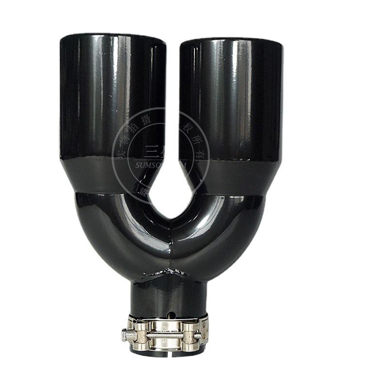 Dual Outlet Stainless Steel Exhaust Pipe - Available In Bright Black and Silver, Compatible with Various Car Models