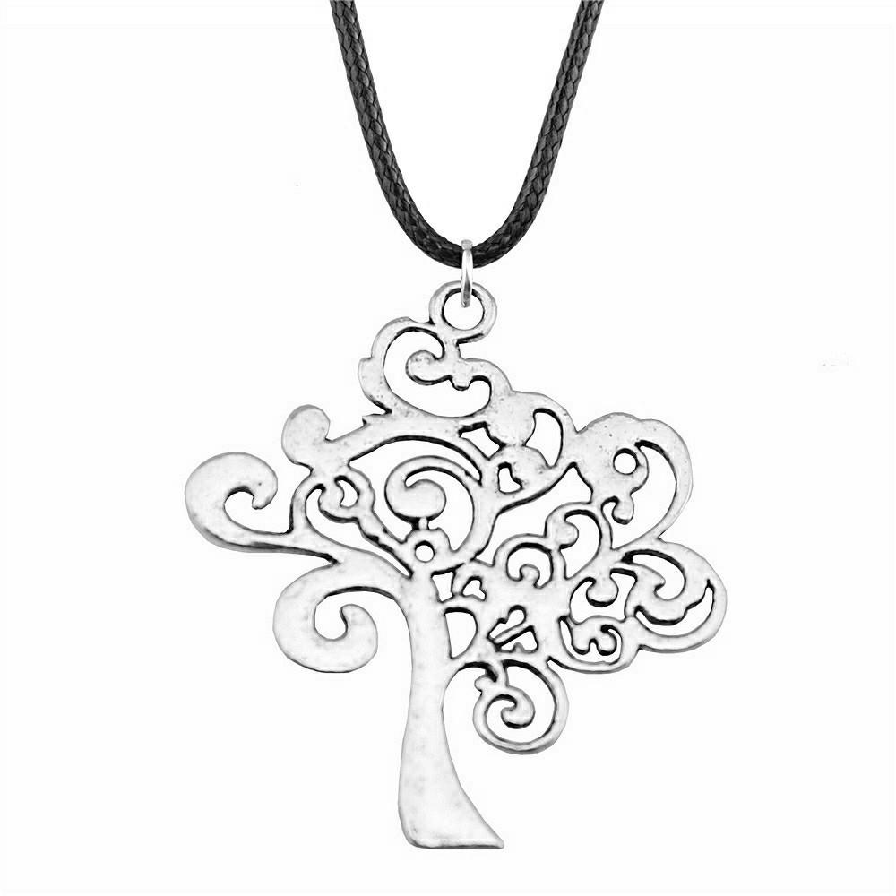 Антикварный кулон-ожерелье "Древо Жизни" Nature Boho Statement Jewelry 45см Кожаная цепочка