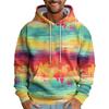 Men's Loose Abstract Printed Hooded Sweatshirt Men's Casual Fashion Sports Sweatshirt