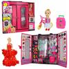 [PACZB] Doll Set with Wardrobe, Dresses, Suitcase, Wardrobe for Clothes Z2202C