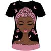 Черный пигмент Девушка Натуральный узор волос Футболка Женская футболка Африканская Повседневная С коротким рукавом Круглый вырез Топ Футболка