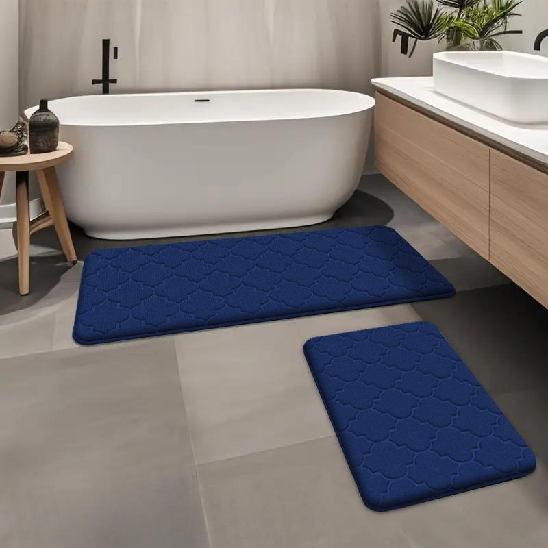 2pcs Thickened Long Absorbent Bathtub Mat Bathroom Dirt-resistant Non-slip Soft Floor Mat Toilet Door Mat Entrance Mat
