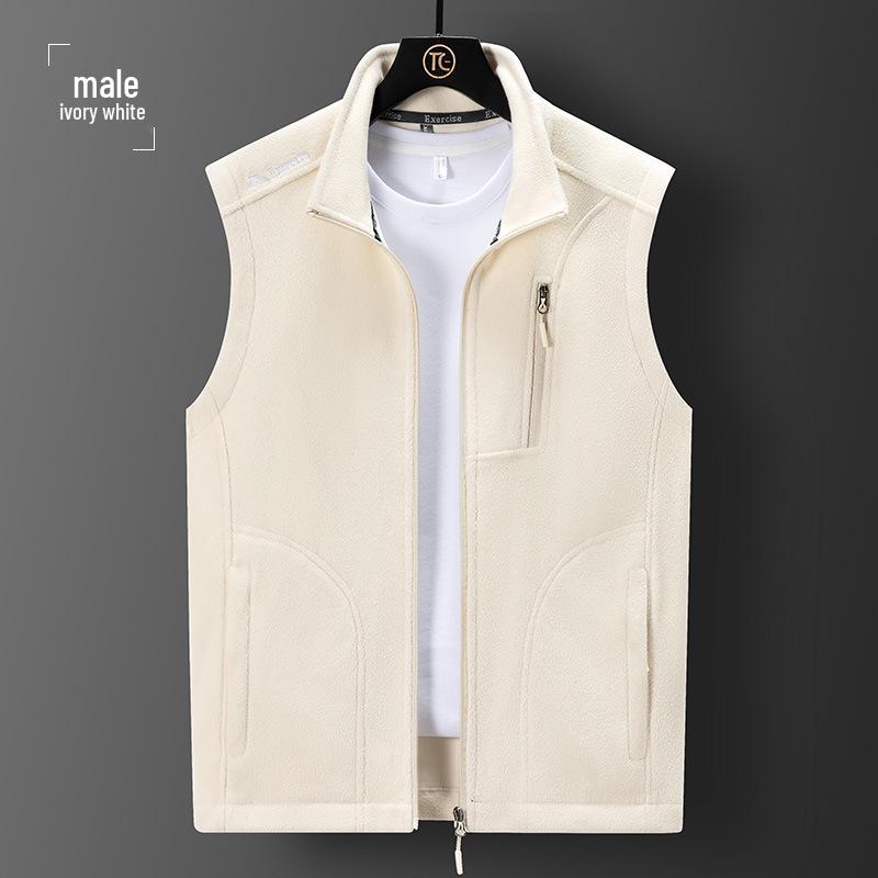 Мужской флисовый жилет с воротником-стойкой на осень/зиму: Теплая, на бархатной подкладке, повседневная куртка для улицы
