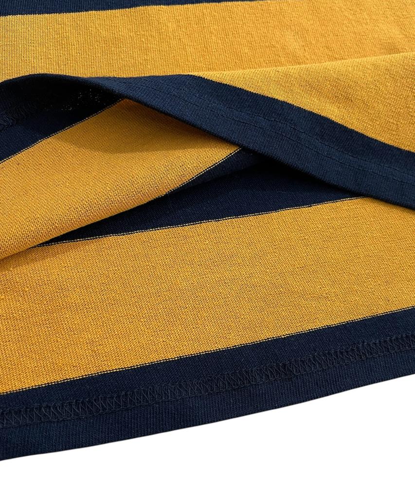 SK8ER ROCK 88 Stripe Rugby Shirt ((Mustard*Navy))