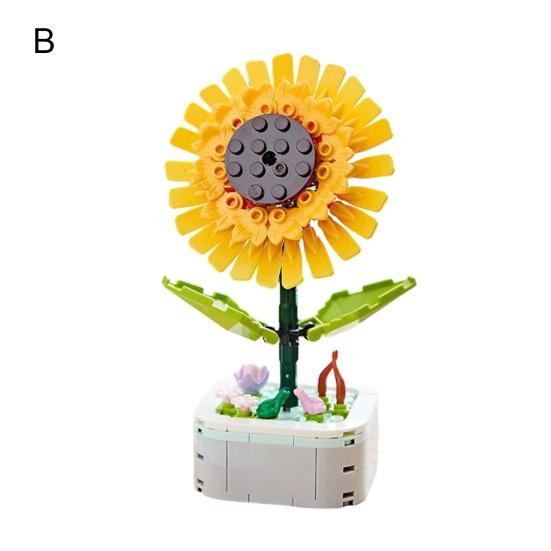 Building Block Bright Color Realistic Looking Smooth Edge Toy Parent-child Interaction Potted Plant Building Blocks DIY Assembly