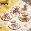 Healing Highland Calf Pattern Gifts Cow Cork Coasters, Cute Floral Farmhouse Drink Mats with Coasters for Drinks Non-Slip Base, Heat Resistant
