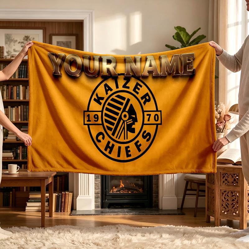 Kaizer Chiefs (1) Personalized Name Blanket Soft Cozy Gift for Sofa Bed Couch Home Decoration