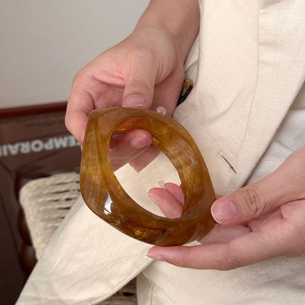 Мраморный узор нерегулярный широкий браслет смазывание ретро кольцо на руку милый акриловый браслет украшение