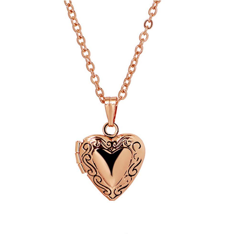 Lover Chain Jewelry Forever and Always Carved Heart Shaped Pendant Photo Picture Locket Necklace