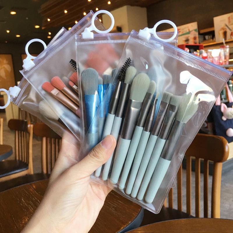 Mini 8 Makeup Brush Set Ins Eye Shadow Brush Foundation Blush Brush Novice Soft Hair Portable Makeup Brush