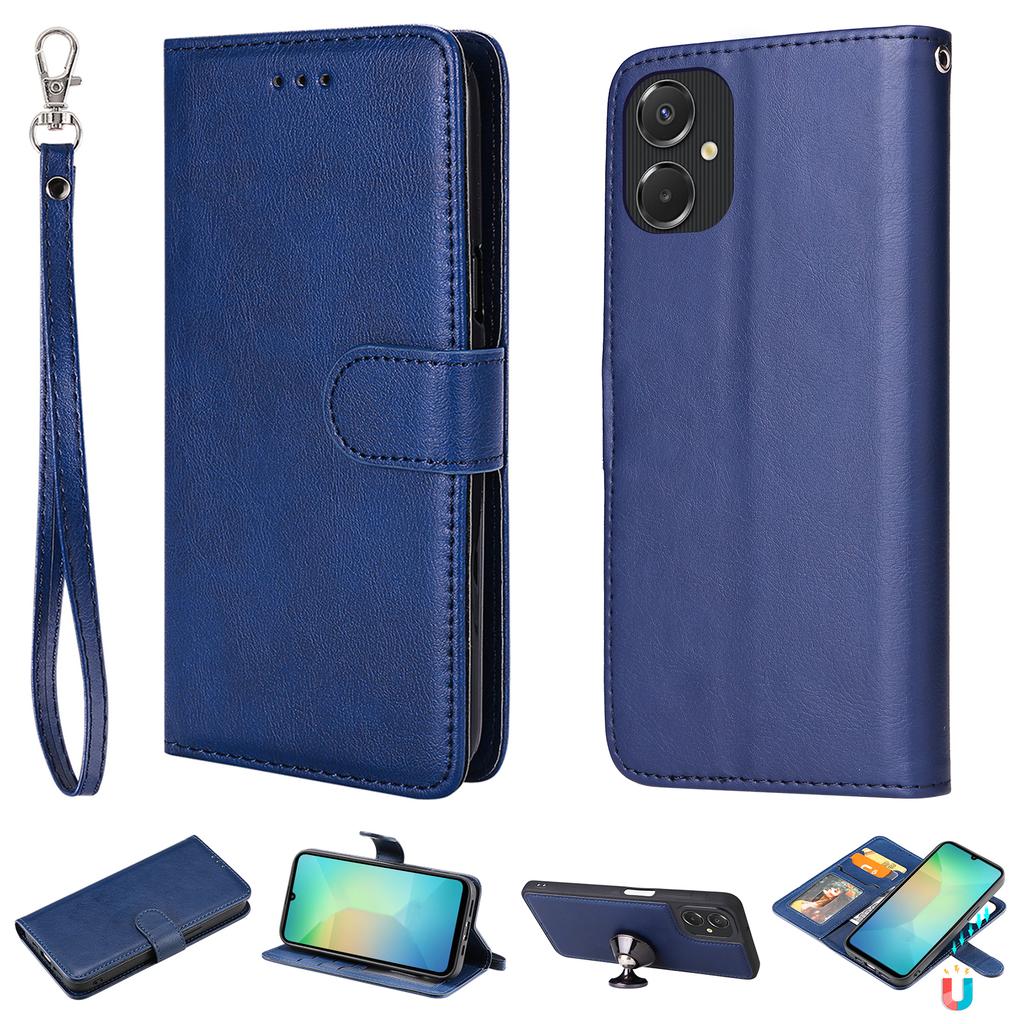 Чехол 2 в 1 для Samsung Galaxy A06 5G/Galaxy A06 4G: съемный кожаный чехол-кошелек на магнитной застежке с ремешком.