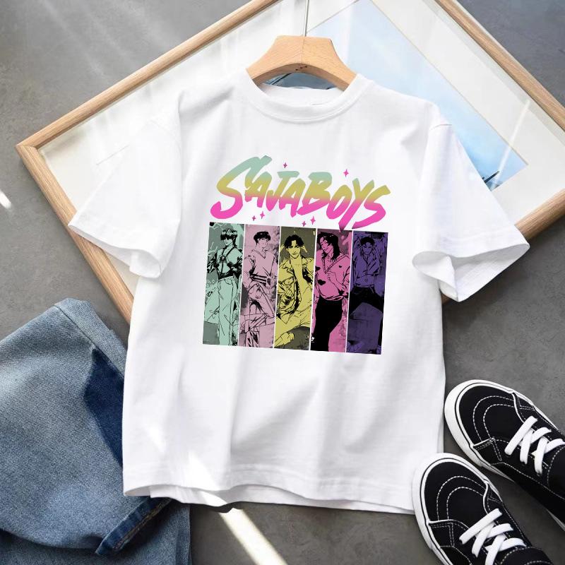 Детская одежда K-pop Demon Hunters Футболка с коротким рукавом Милая K-pop Demon Hunters Тигр Харадзюку Футболка для мальчиков девочек