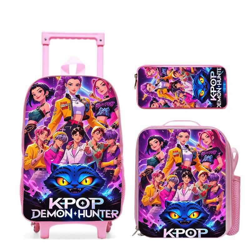 Kpop Девушка-Охотница на Ведьм Школьная Сумка Высококачественная Печать Повседневная Межграничная Легкий Рюкзак на Колесиках Одна Деталь Волосы