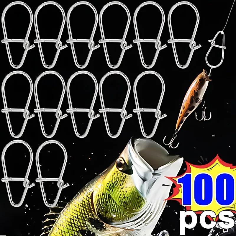 100 шт./компл. тыква из нержавеющей стали, подвесные оснастки для рыбалки, овальные разъемные кольца, разъем с быстрым замком, высококачественные поворотные снасти для ствола