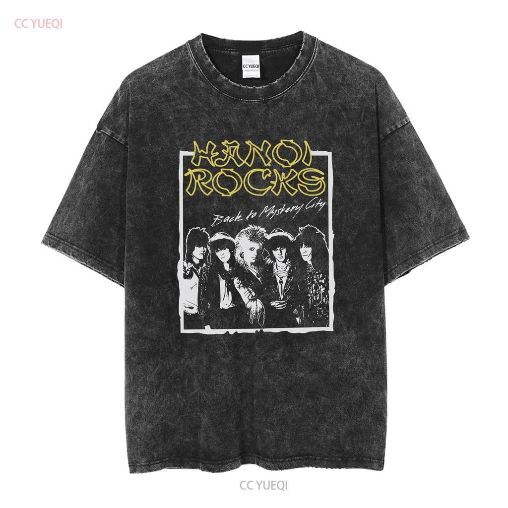 Hanoi Rocks Футболка мужская Back To Mystery City с длинным или коротким рукавом винтажная Стирка с эффектом потертости Дышащая Мягкая