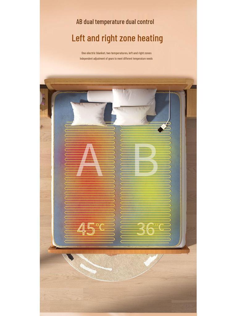 Водонепроницаемое электрическое одеяло с двойным управлением - 1,5 м/1,8 м/2 м, Безопасное для студенческих общежитий и домов