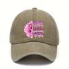 Breast Cancer Awareness Daisy Ribbon Baseball Cap Adjustable Polyester Casual Sun Protection Hat