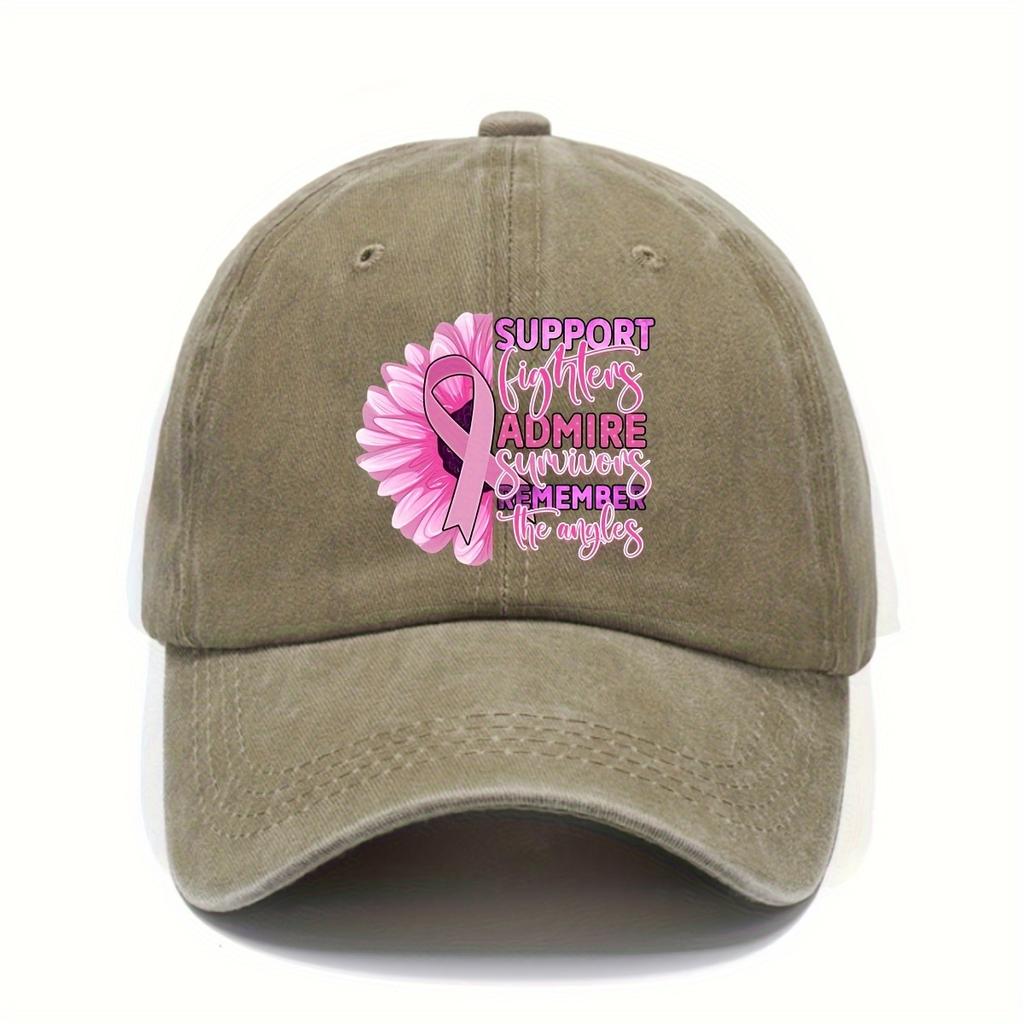 Breast Cancer Awareness Daisy Ribbon Baseball Cap Adjustable Polyester Casual Sun Protection Hat