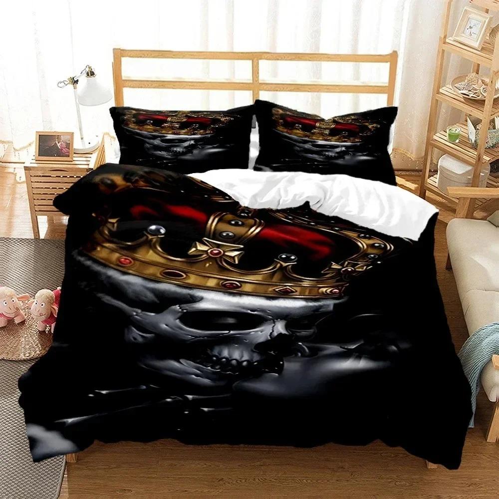 Mysterious Black Skeleton Digital Print Polyester Bedding Sets Child Kids Covers Boys Bed Linen Setfor Teens Bed Sheet Set