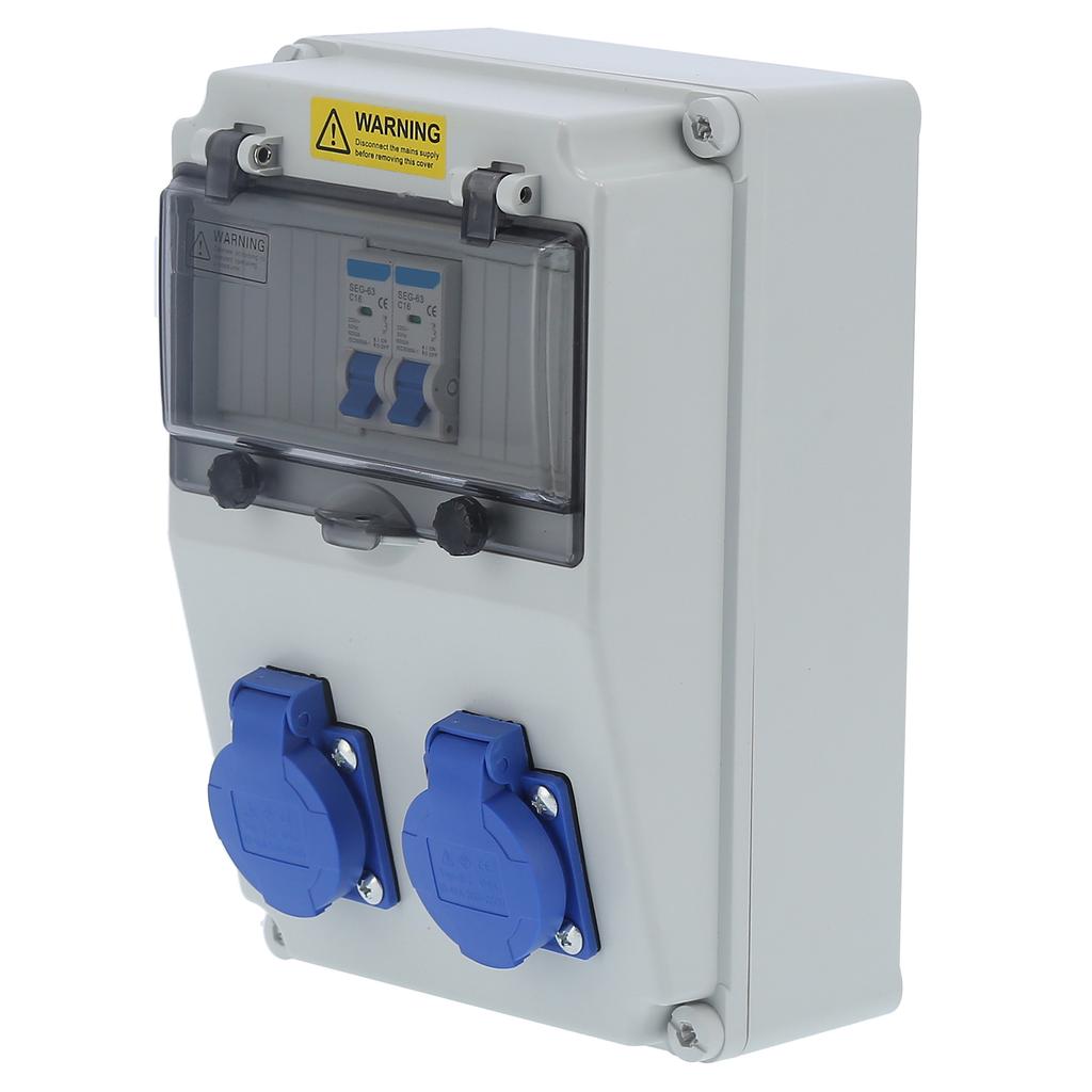 Wall Power Distributor 2 Position for Outdoor Construction Site Electric Box 16A 220‑250V