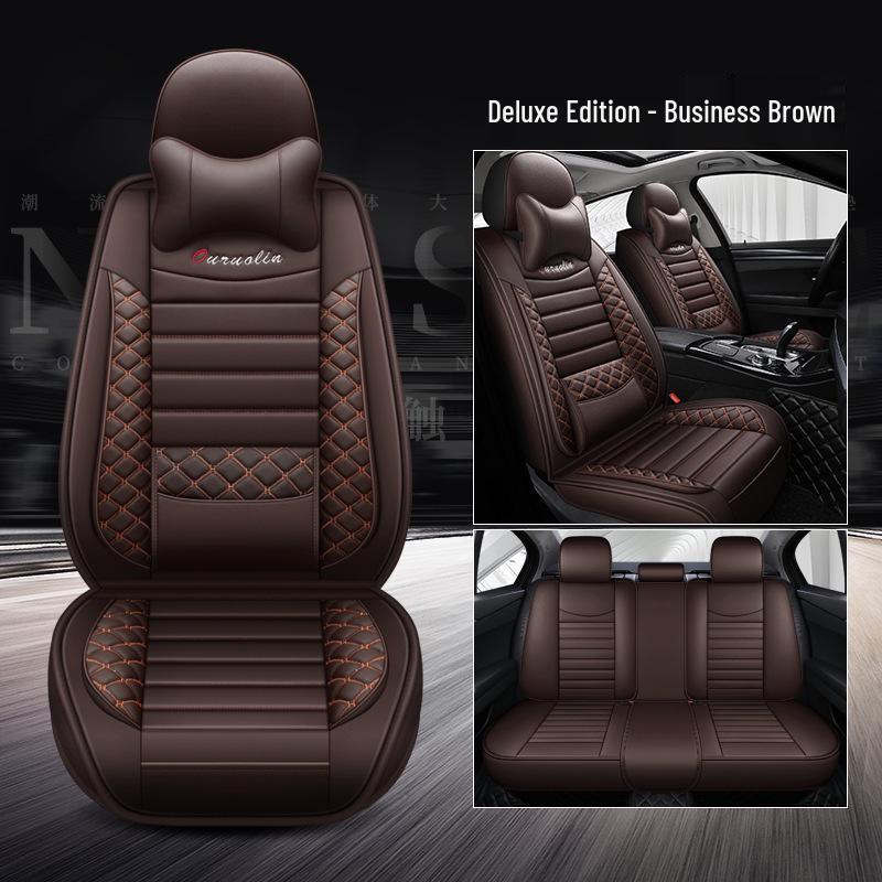 2022 All-Season Full Leather Car Seat Cushion with Fixed Waist Design