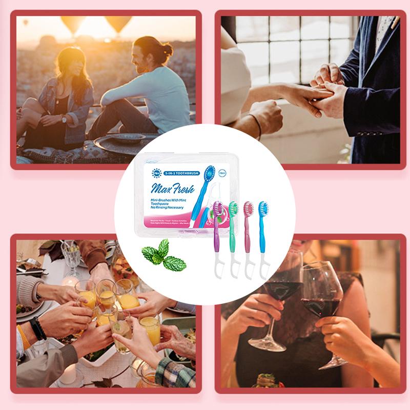 10 шт./коробка Портативная зубная щетка 5-в-1 Зубная нить Зубочистка Для чистки полости рта Одноразовая зубная щетка Для взрослых в деловых поездках