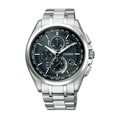 [ГРАЖДАНИН] Радиочасы ATTESA Eco-Drive (Серебряный Бизнес Водонепроницаемый Мужской) AT8040-57E Прямой полет Гражданское радио Солнечная