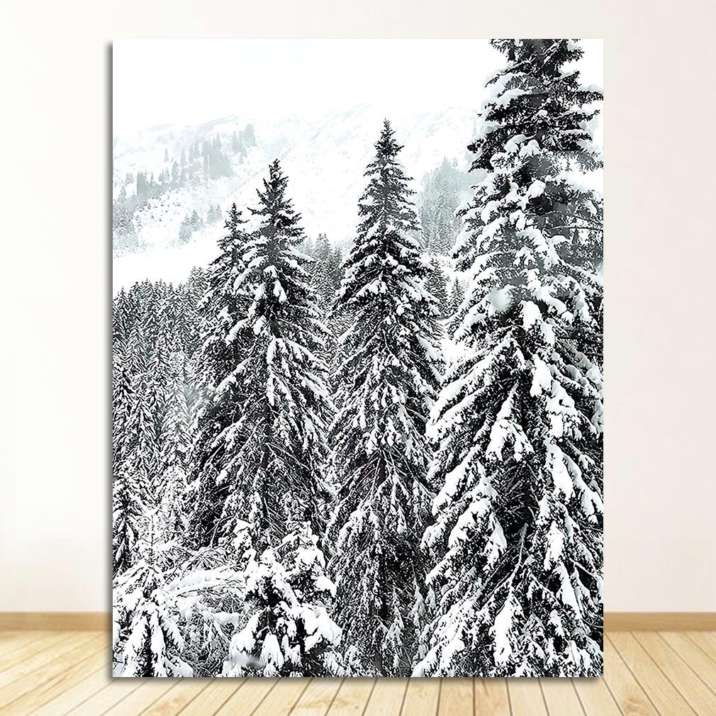 Лесной Олень Кедр Зима Снег Лес Настенное Искусство Холст Живопись Скандинавские Постеры и Настенные Картины Гостиная Дом Декор