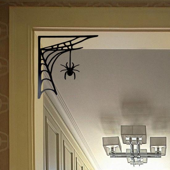 Хэллоуин паутина дверная рама украшения деревенский деревянный черный паук паутина дверной угловой знак домашний офис передняя дверь Топпер няня орнамент