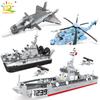 Military Army Fighter Airship Model Building Blocks Soldier Figures Weapon Modern Airplane Bricks Toys for Children