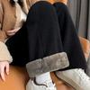 Брюки из толстого осенне-зимнего флиса из овечьей шерсти, на подкладке, свободного кроя с широкими штанинами, модные повседневные брюки, универсальный дизайн, сенсация