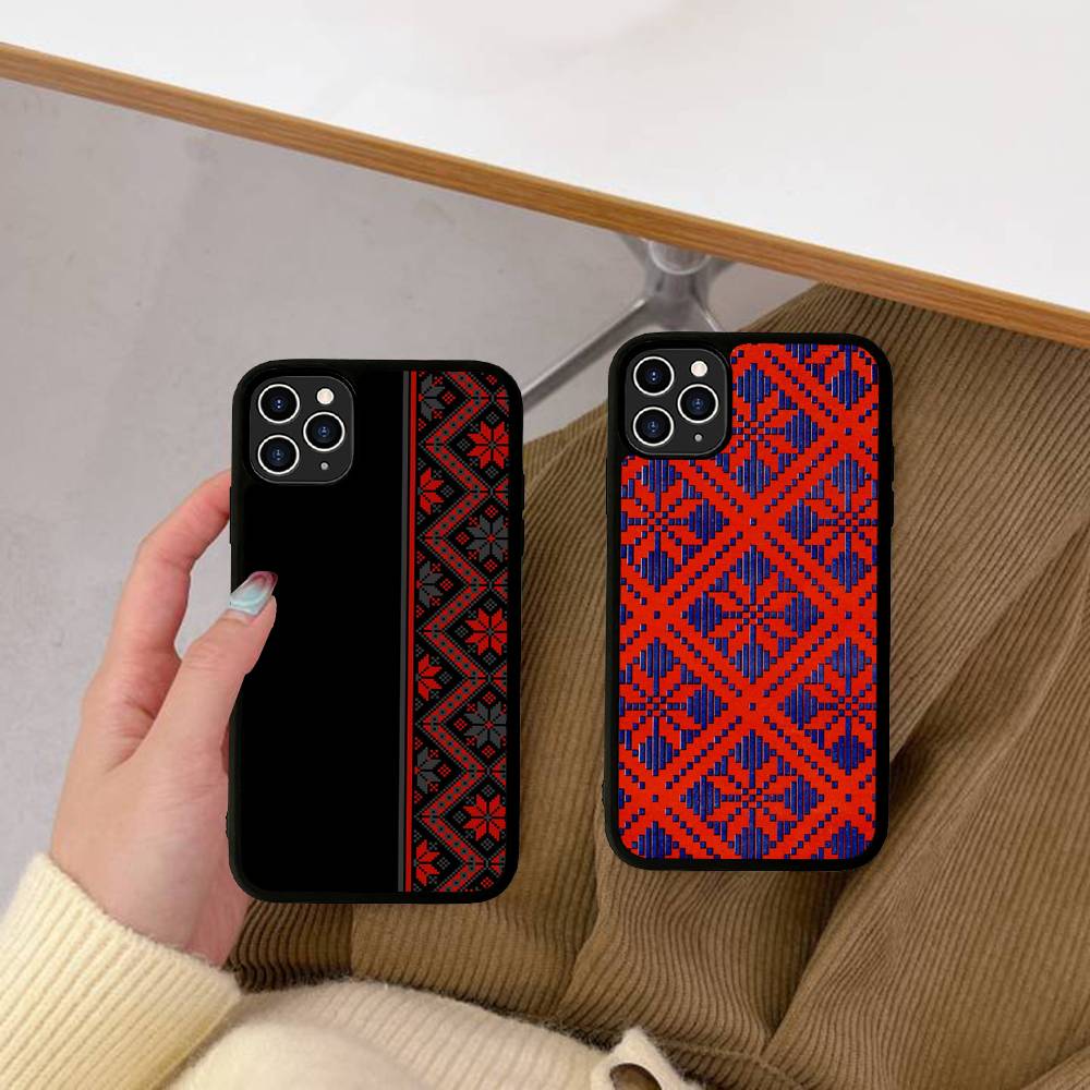 Чехол для телефона с узором-орнаментом Украины, силиконовый, PC+TPU, для IPhone 11 12 13 14 15 16 Plus Pro Max
