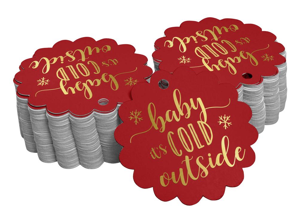 Inkdotpot Gold Foil Paper Hang Tags Baby It's Cold Outside Baby Shower Favor Tags 100