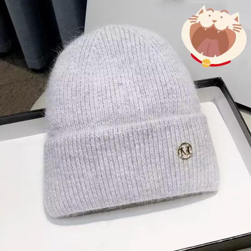 Зимняя вязаная шерстяная шапка 2024 года с бархатной подкладкой — теплые, модные и универсальные наушники для большой окружности головы