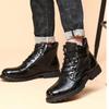 Мужские блестящие ботинки средней высоты, модные мужские ботинки из крокодиловой кожи на шнуровке, нескользящие мотоциклетные ботинки на толстой подошве, большой размер 38-46