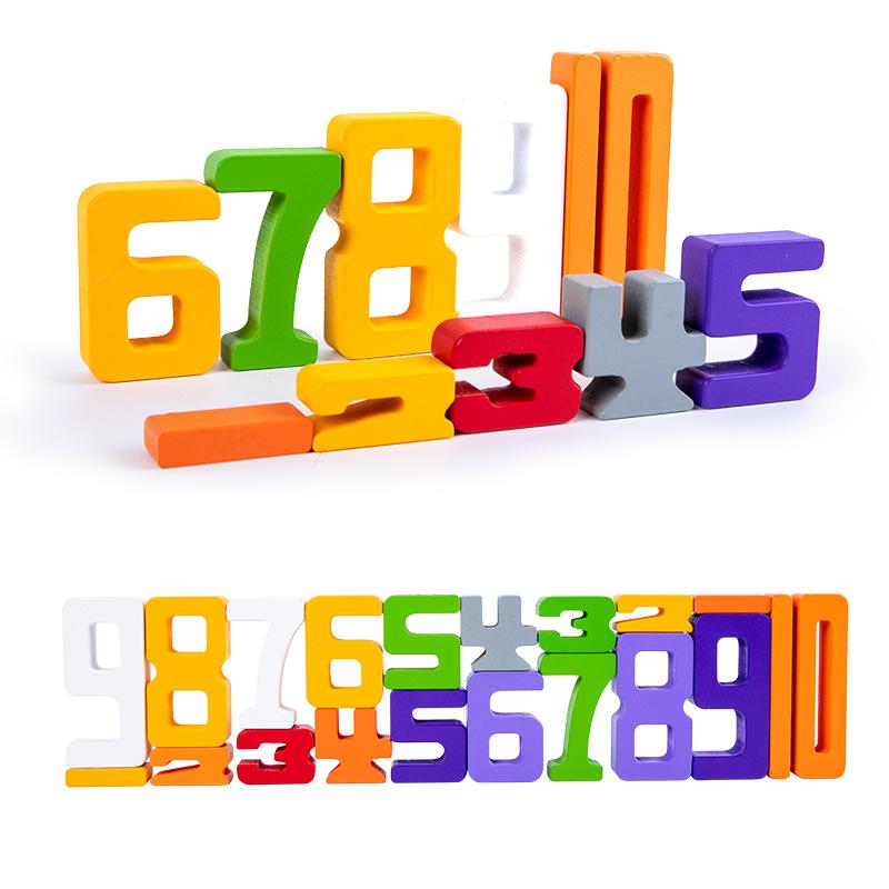 Wooden Digital Building Blocks Game Children's Basic Digital Cognitive Toys