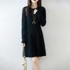 Women Sweater Dress 100% Wool O-neck Knit Long Pullover Winter Jumpers Wool Long Dress Female