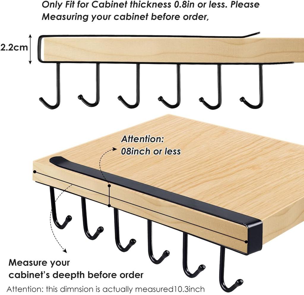Подставка для кружек Под шкафом Чашки Бокалы для вина Крючки для хранения Кухонная утварь Завязки Ремни Вешалка для шарфов Без сверла Металл