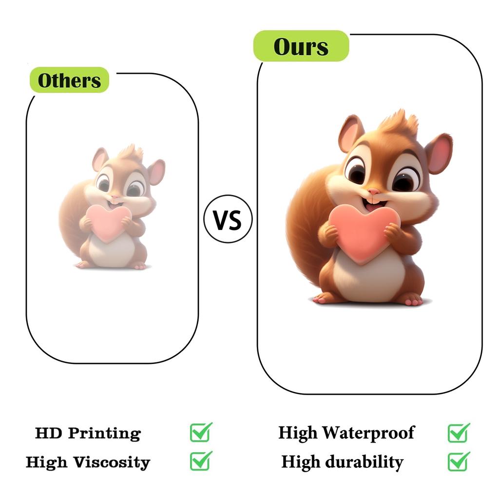 Cute Cartoon Squirrel Static Cling Window Stickers No Glue for Living Room Bedroom Home Decor Removable Reusable