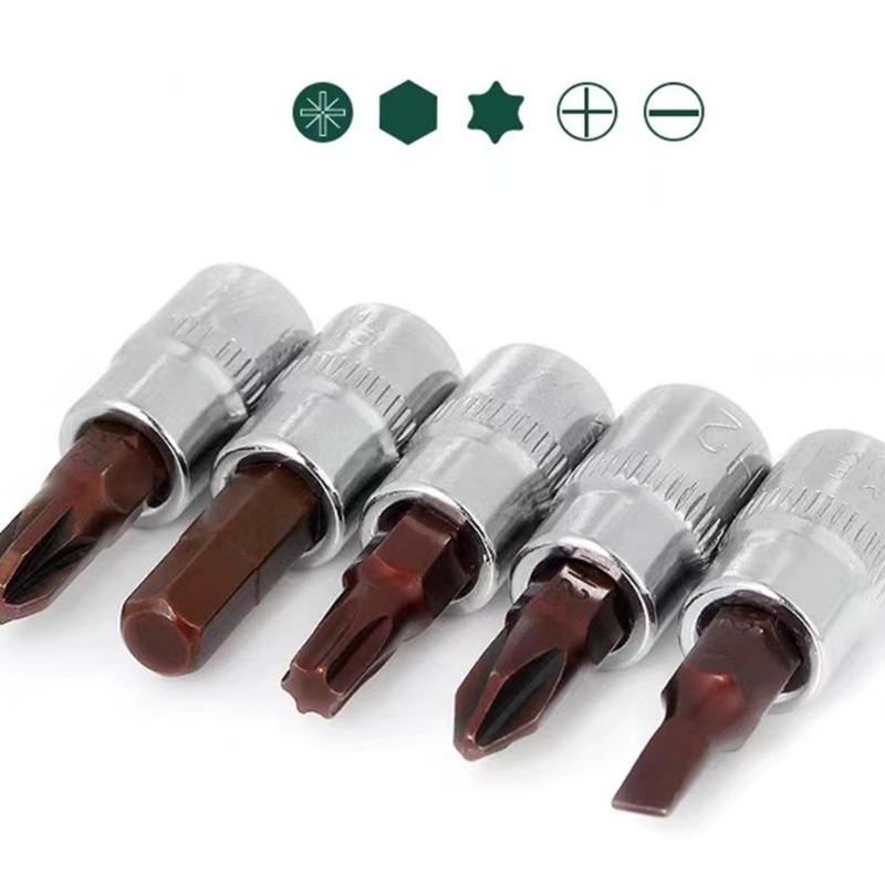 Ratchet Wrench Socket Set 1/4" Hexagonal Drive Screwdriver Bit Repair Hand Tool Socket Wrench Adapter