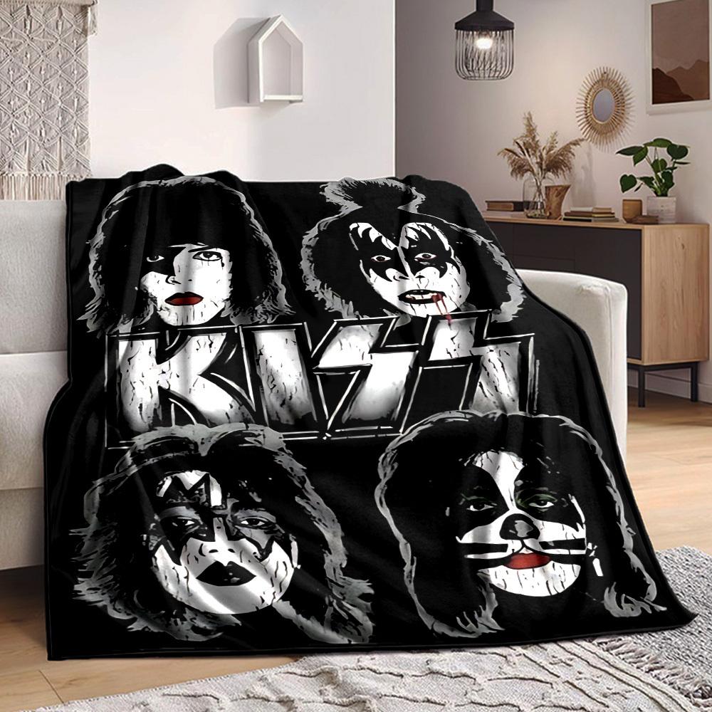 1 шт. Фланелевое одеяло группы KISS, Мягкое, приятное для кожи, с цифровой печатью, Различные размеры в наличии для семьи, друзей, на день рождения