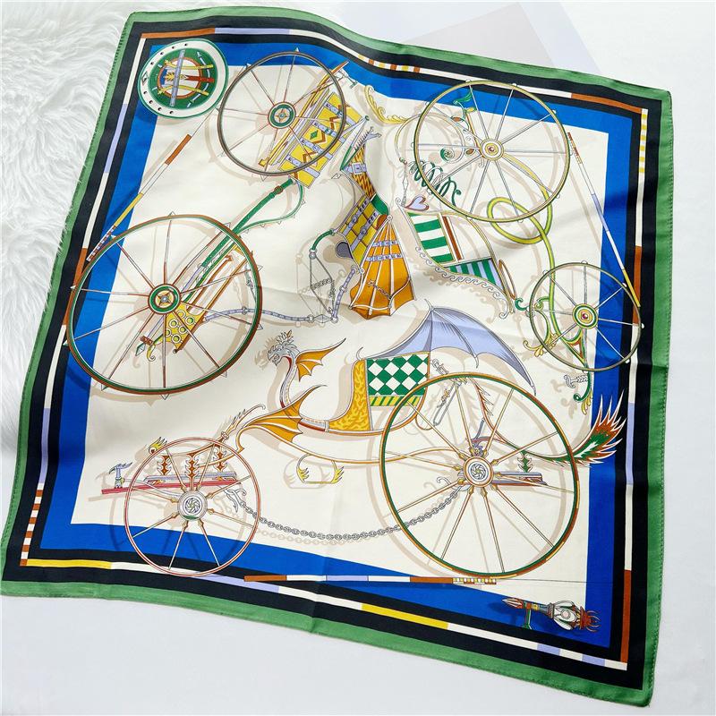 53*53cm Square Silk Scarf Women's Fashion Printed Small Neck Scarf Office Women's Hair Belt Folar Handkerchief Women's Handkerchief Scarf