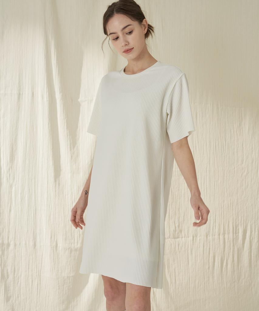 210 Edit Pleated Short Sleeve Dress_Zd2Op561_Ivo
