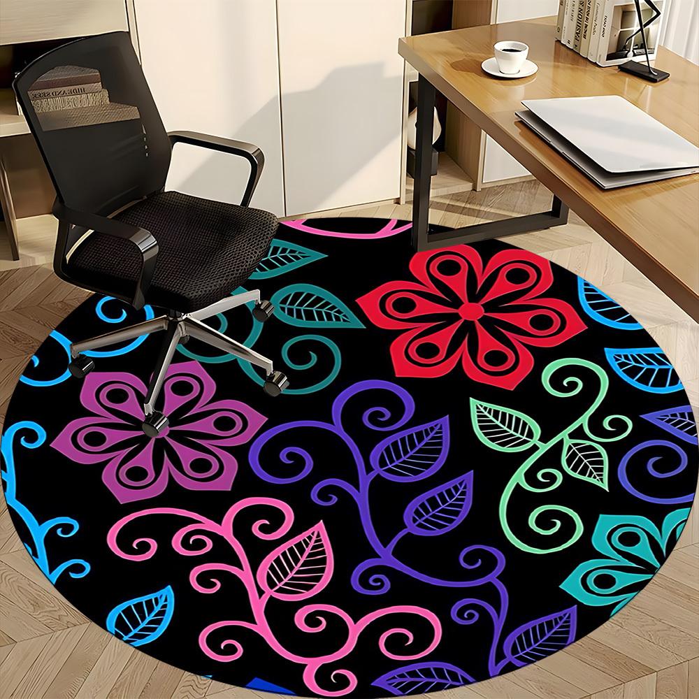 1PC Floral Pattern Chair Carpet for Office, Indoor Non-Slip Washable Carpet, Soft Comfortable Mat For Office Room yy250930241