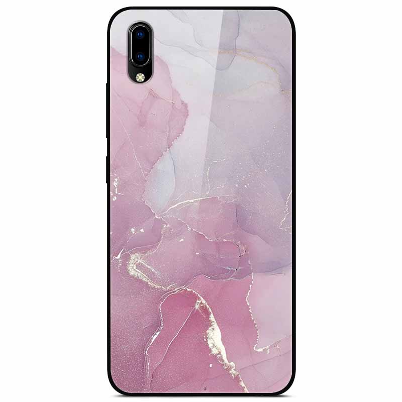 Case Tempered Glass Hard Clear Phone Case For Vivo Y91C Protector Shockproof Marble Fundas Coque
